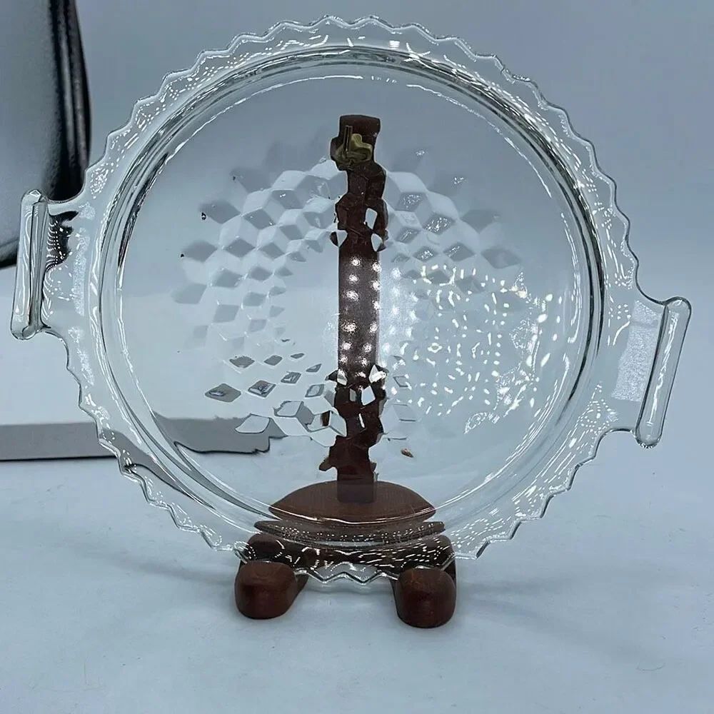 Vintage Jeanette Glass tidbit tray in Cube/Cubist pattern.